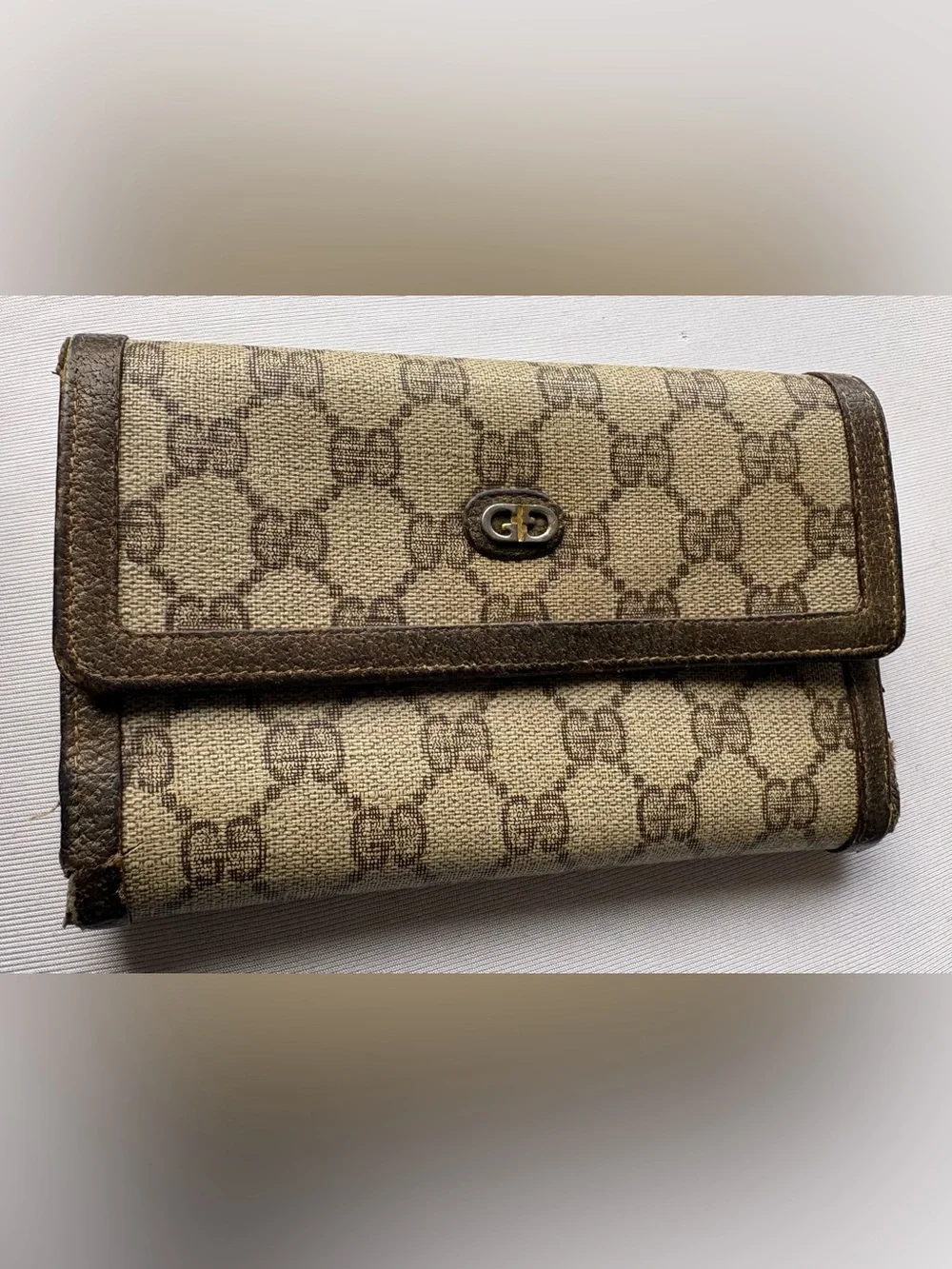 Gucci Beige and Brown GG Monogram Canvas Men's Wallet
